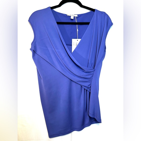 MaxMara Periwinkle Blue Jersey V Neck Wrap Top NWT - Picture 6 of 7